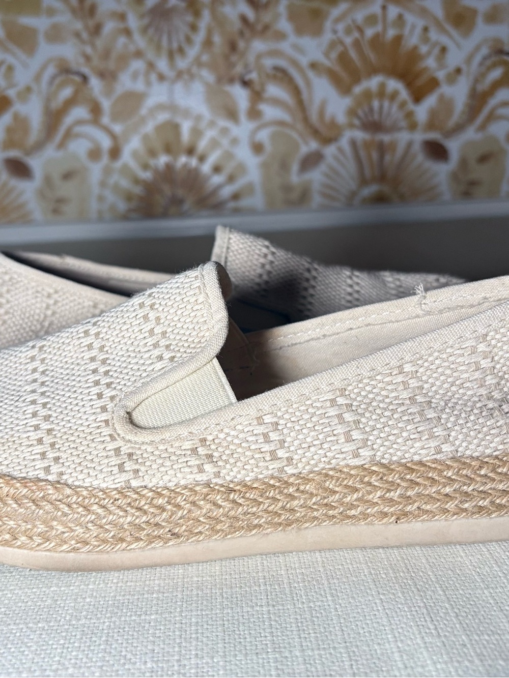 Esprit Cream Woven Espadrille Flats Coastal Boho Slip On Shoes Neutral Summer - Picture 6 of 8